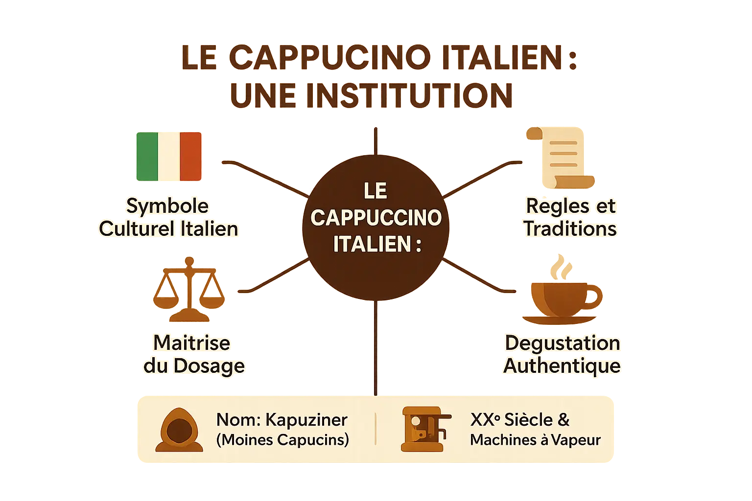 Cappuccino italien authentique selon les règles traditionnelles