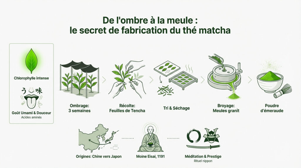 Processus et origine du thé matcha